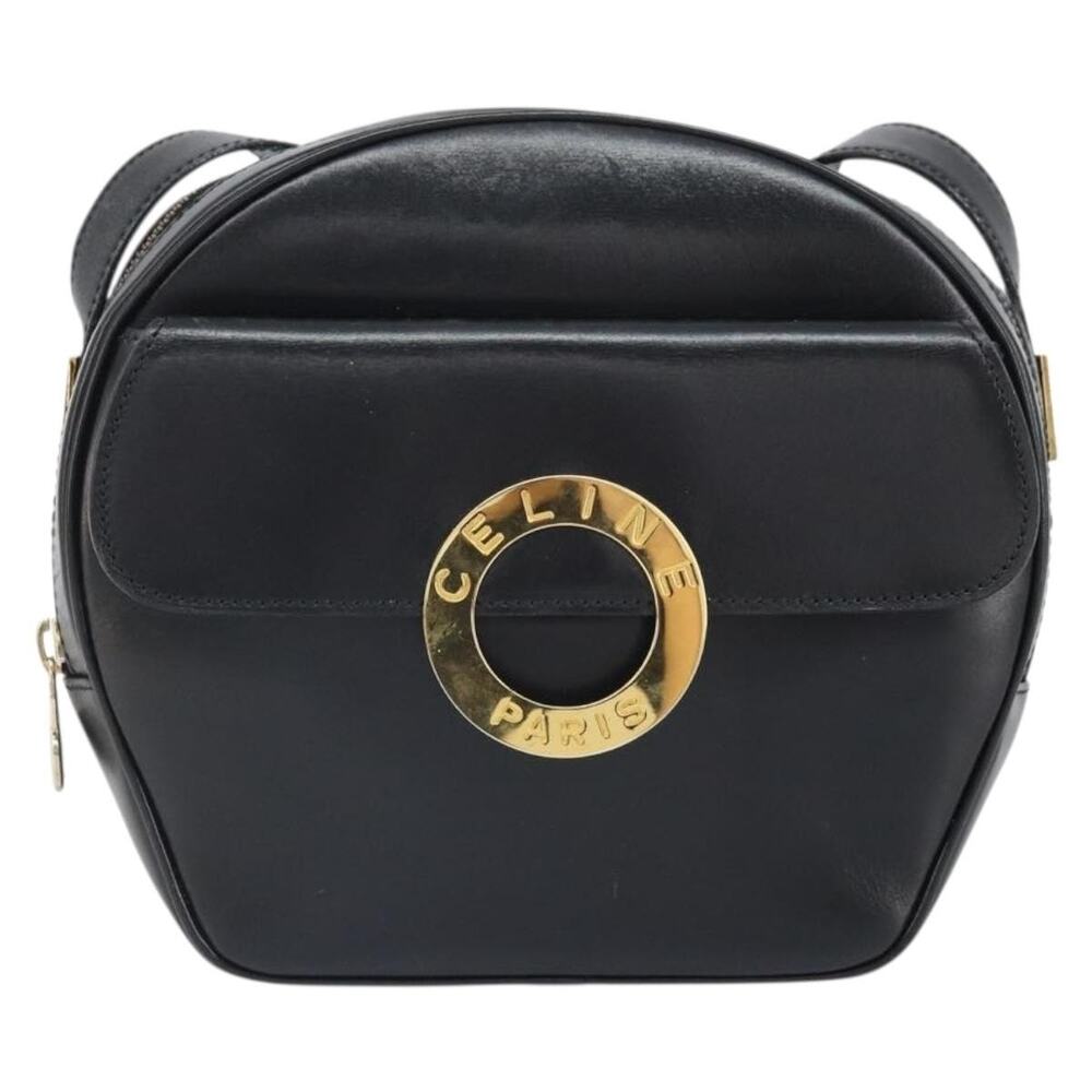 Celine Leather Circle Shoulder Bag Black